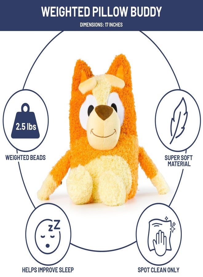 Jay Franco Weighted Bluey Plush Pillow Buddy - 2.5 lbs Soft Plushie Stuffed Pillow, 17 Inches, Orange - Bingo - Image 2