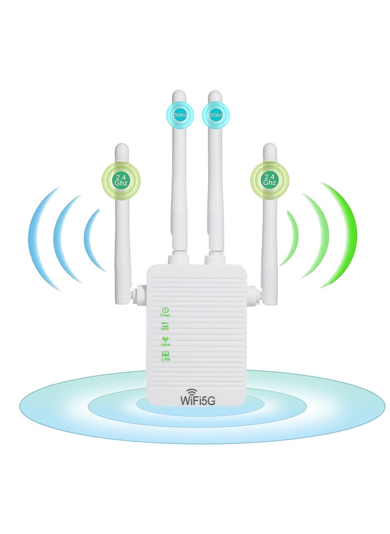 5G 1200Mbps Dual Frequency WiFi Extender for Home