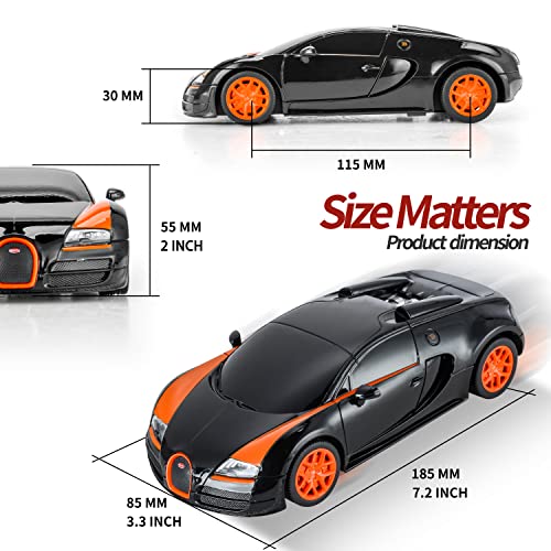 BEZGAR Bugatti Toy Car  Officially Licensed Bugatti Grand Sport Vitesse Remote Control Car124 Scale Sport Racing Toy Car Model Vehicle for Kids Adults Girls and Boys 47000 Black - Image 5