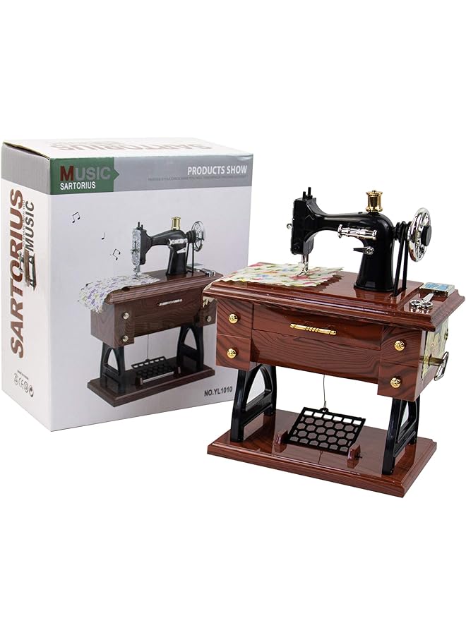 إيروريكس آلة خياطة على شكل صندوق موسيقى صغير عتيق هدية عيد ميلاد ديكور طاولة - Image 3