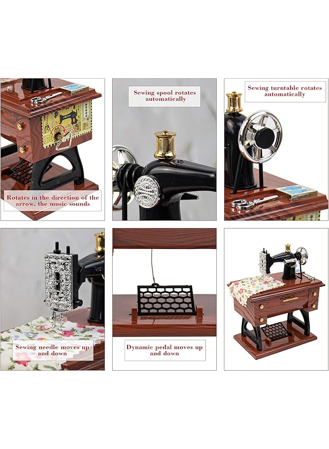إيروريكس آلة خياطة على شكل صندوق موسيقى صغير عتيق هدية عيد ميلاد ديكور طاولة - Image 2