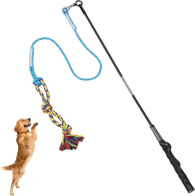 DIBBATU Flirt Pole for Dogs Interactive Dog Toys for Large Medium Small Dogs Chase and Tug of War, Dog Teaser Wand with Lure Chewing Toy for Outdoor Exercise & Training. - Image 1