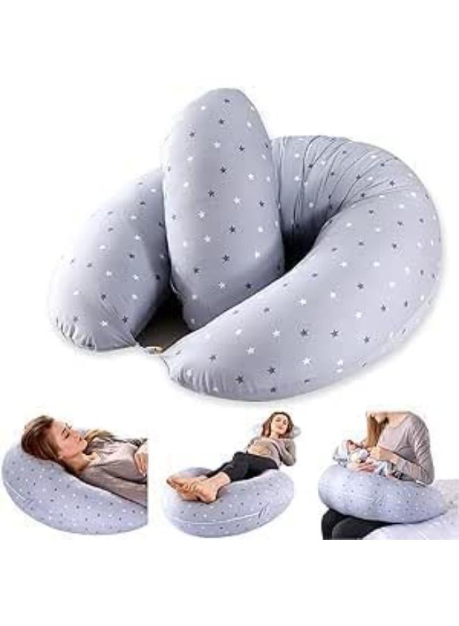Multipurpose Feeding Pillow, Breastfeeding Pillow for Breastfeeding and Bottle Feeding, Baby Nursing Pillows, Bed C-shape Pillow and Baby Lounger for Newborn_multicolor - Image 1