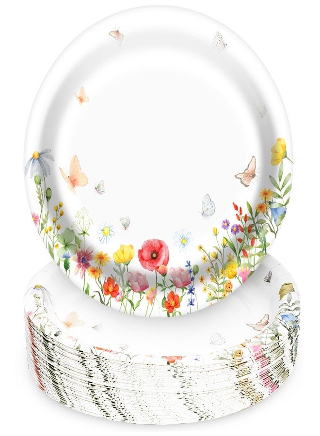 EggSun Floral Oval Paper Plates 10’’x 12’’, Large Disposable Heavy Duty Oval Paper Plates Dinner Size for Birthday Wedding Bridal Baby Shower Tea Party Supplies, 50 Guests - Image 1