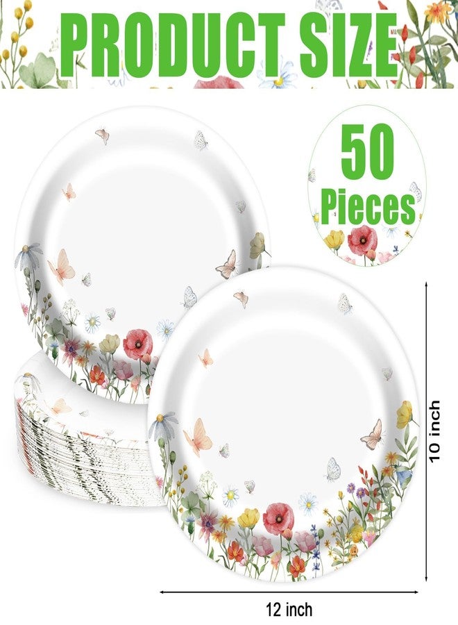 EggSun Floral Oval Paper Plates 10’’x 12’’, Large Disposable Heavy Duty Oval Paper Plates Dinner Size for Birthday Wedding Bridal Baby Shower Tea Party Supplies, 50 Guests - Image 2