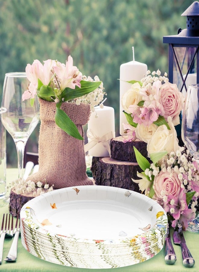 EggSun Floral Oval Paper Plates 10’’x 12’’, Large Disposable Heavy Duty Oval Paper Plates Dinner Size for Birthday Wedding Bridal Baby Shower Tea Party Supplies, 50 Guests - Image 5