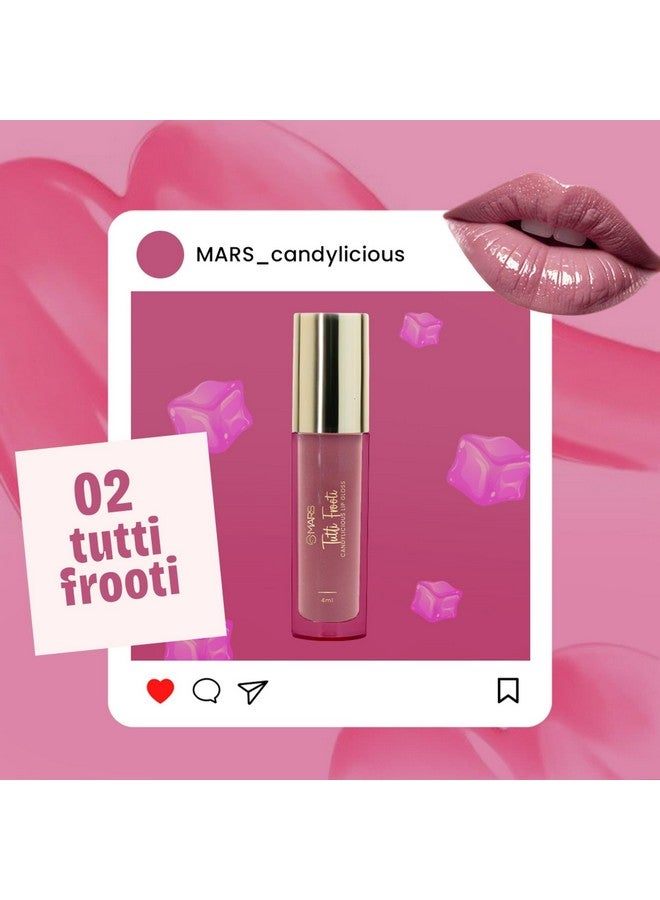 مارس ملمع الشفاه الملون MARS Candylicious للنساء | مرطب وذو لمعان عالي | خفيف الوزن | غير لزج | غني بفيتامين E وحمض الهيالورونيك وإستر الأفوكادو (4.0 مل) (02-TUTTI FROOTI) - Image 3