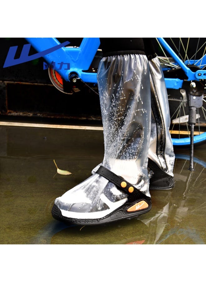 Pull Back Warrior Rain Boots For Men And Women, High-Top Waterproof Rain Shoes, Thickened Wear-Resistant Cycling Hiking Overshoes 239-1 White L - Image 5