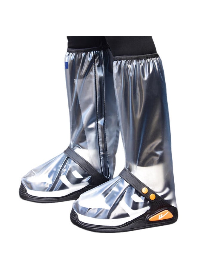 Pull Back Warrior Rain Boots For Men And Women, High-Top Waterproof Rain Shoes, Thickened Wear-Resistant Cycling Hiking Overshoes 239-1 White L - Image 1