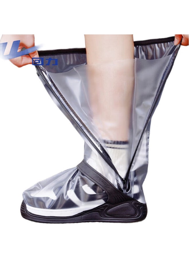 Pull Back Warrior Rain Boots For Men And Women, High-Top Waterproof Rain Shoes, Thickened Wear-Resistant Cycling Hiking Overshoes 239-1 White L - Image 3