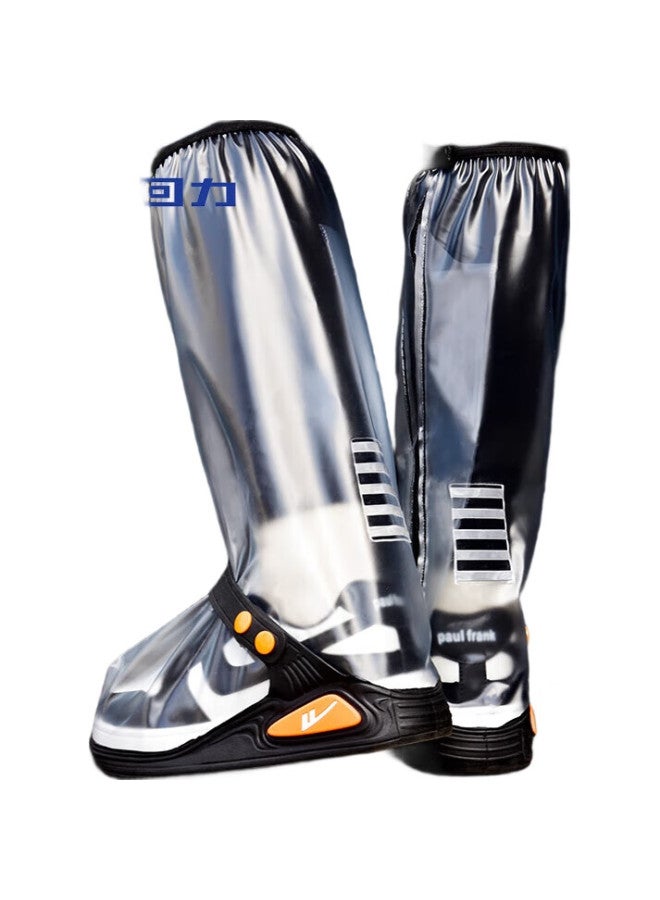 Pull Back Warrior Rain Boots For Men And Women, High-Top Waterproof Rain Shoes, Thickened Wear-Resistant Cycling Hiking Overshoes 239-1 White L - Image 2