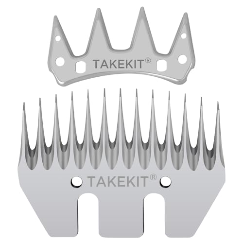 TAKEKIT Sheep Shears Wool Clippers Universal Replacement Blades, Shearing Comb and Cutter Blade Set, Stainless Steel Straight 13-Teeth - Image 5