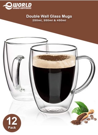 12-Piece Insulated Double Wall Cup with Handle for Drinkware Coffee Tea, Available in 250ml, 350ml and 450ml - pzsku/Z287B2E9AA6BCC187DAF9Z/45/_/1731675870/c5b55af1-1b59-4e7d-9f0f-95694acb7890