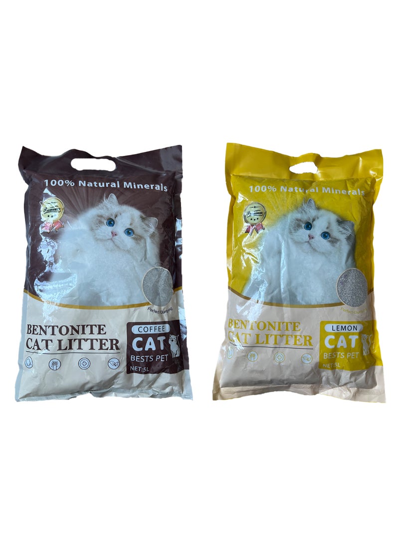 Generic Cat Litter 5L Pack of Two Different Scents – Coffee & Lemon, Freshness Combined  - Image 1