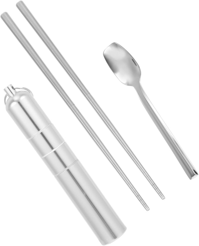 SHOWERORO 1Set Portable Stainless Steel Heavy Duty Cutlery with Storage Case Silverware for Travel Camping and Outdoor Use - Image 1