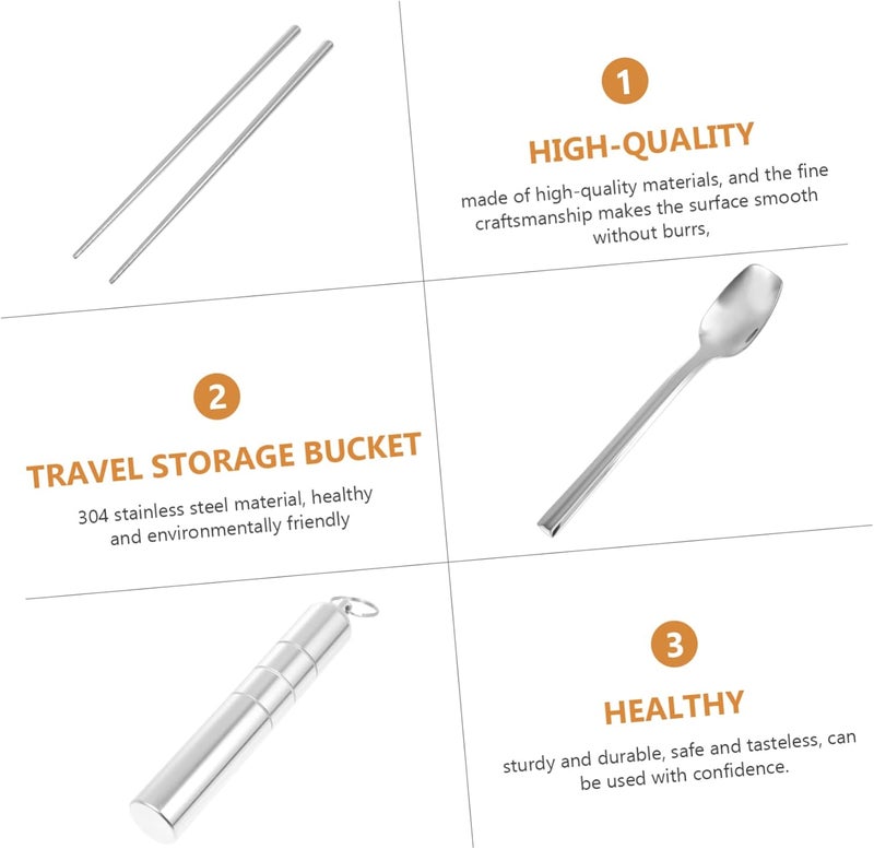 SHOWERORO 1Set Portable Stainless Steel Heavy Duty Cutlery with Storage Case Silverware for Travel Camping and Outdoor Use - Image 2