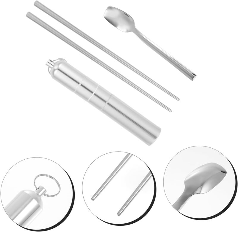 SHOWERORO 1Set Portable Stainless Steel Heavy Duty Cutlery with Storage Case Silverware for Travel Camping and Outdoor Use - Image 5