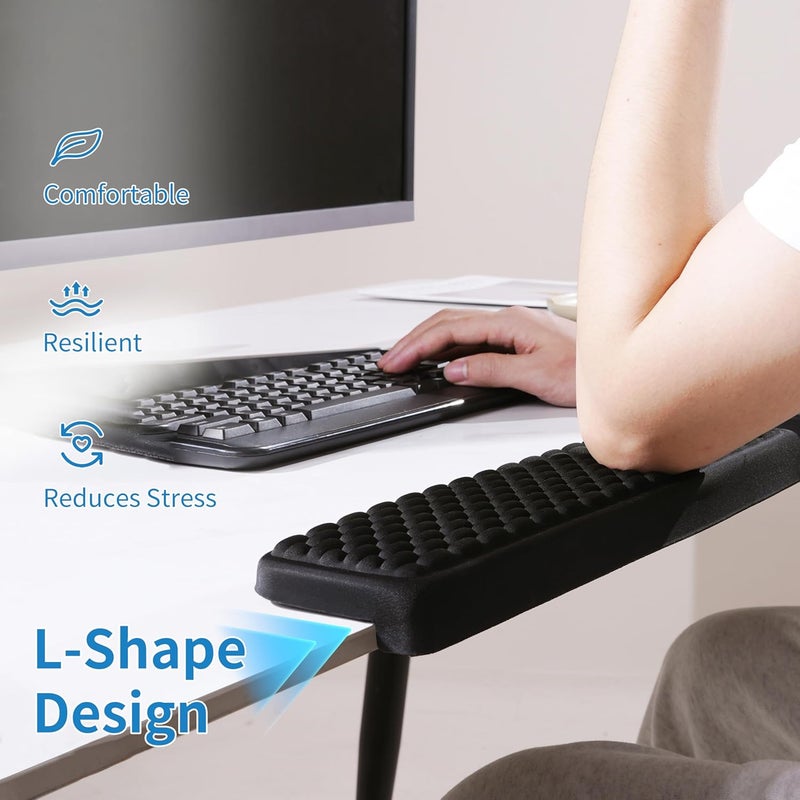 MEKASS L-Shaped Desk Elbow Pad for Desk, Memory Foam Elbow Support Padding with Non-Slip, 2-Piece Ergonomic Desk Edge Cushion, Wrist Comfort Support for Office Home (Black) - Image 4