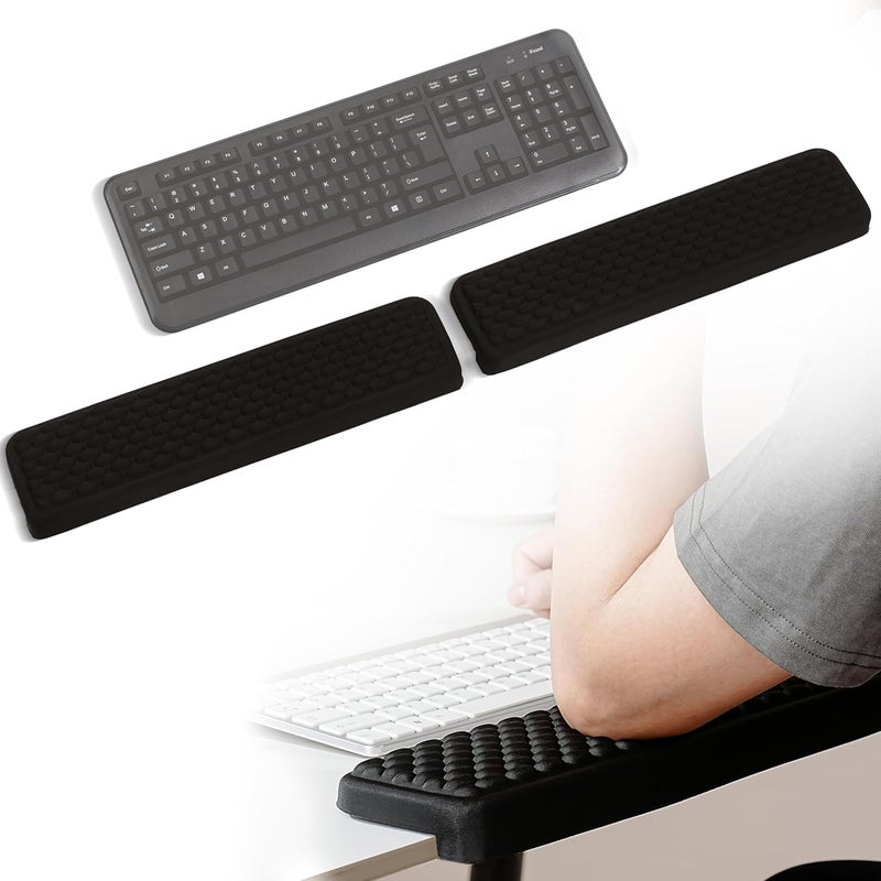 MEKASS L-Shaped Desk Elbow Pad for Desk, Memory Foam Elbow Support Padding with Non-Slip, 2-Piece Ergonomic Desk Edge Cushion, Wrist Comfort Support for Office Home (Black) - Image 1
