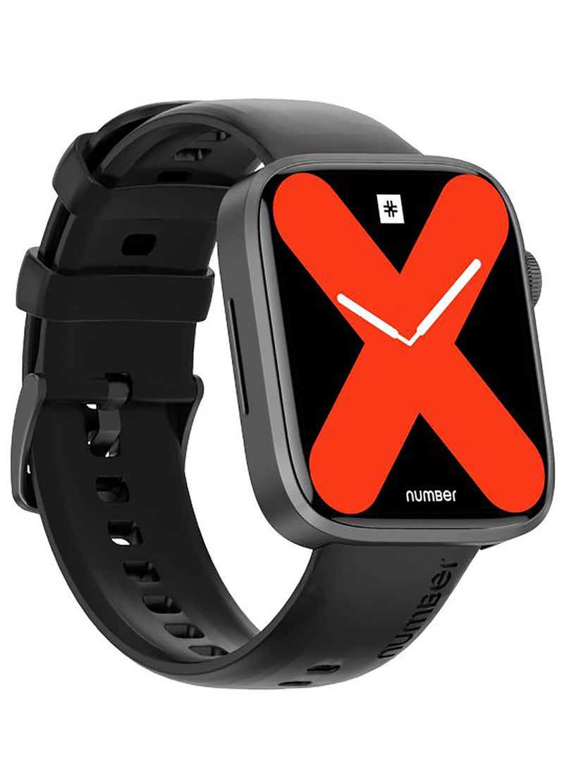 Number DialFit Pro Max Bluetooth Calling Smart Watch,Largest 1.91" Bezel-less Edge-to-Edge Display,600 Nits Brightness, Sleek Metallic Body, Wireless Charging, Health Suite Gun Black Strap - Image 1