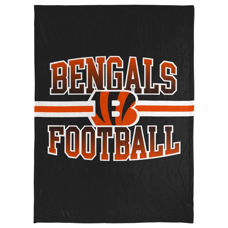 FOCO FOCO NFL Micro Raschel Plush Throw Blanket Stripe Logo 45 x 60 Cincinnati Bengals 