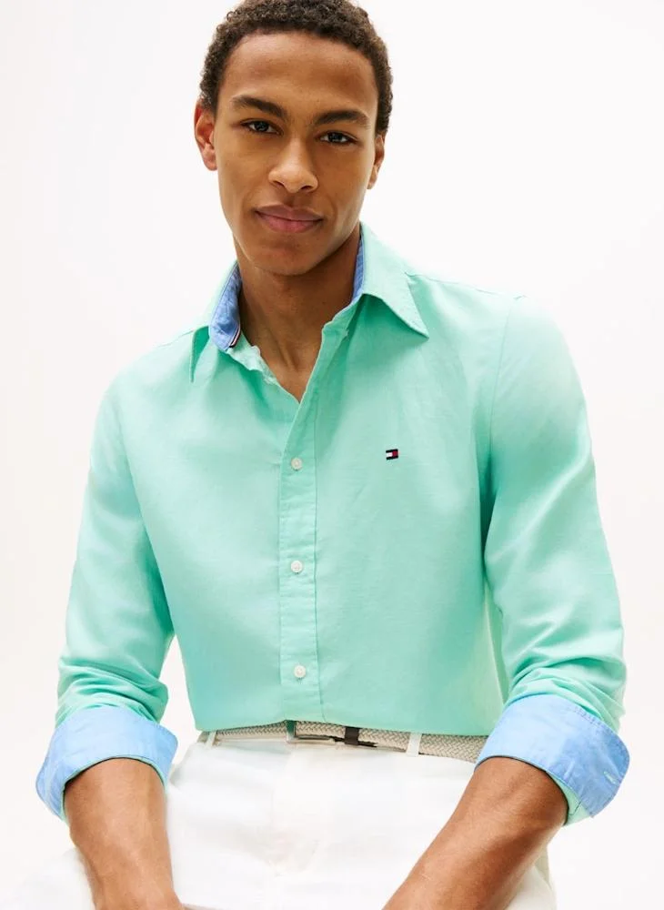 TOMMY HILFIGER Regular Fit Linen Blend Button-Down Shirt