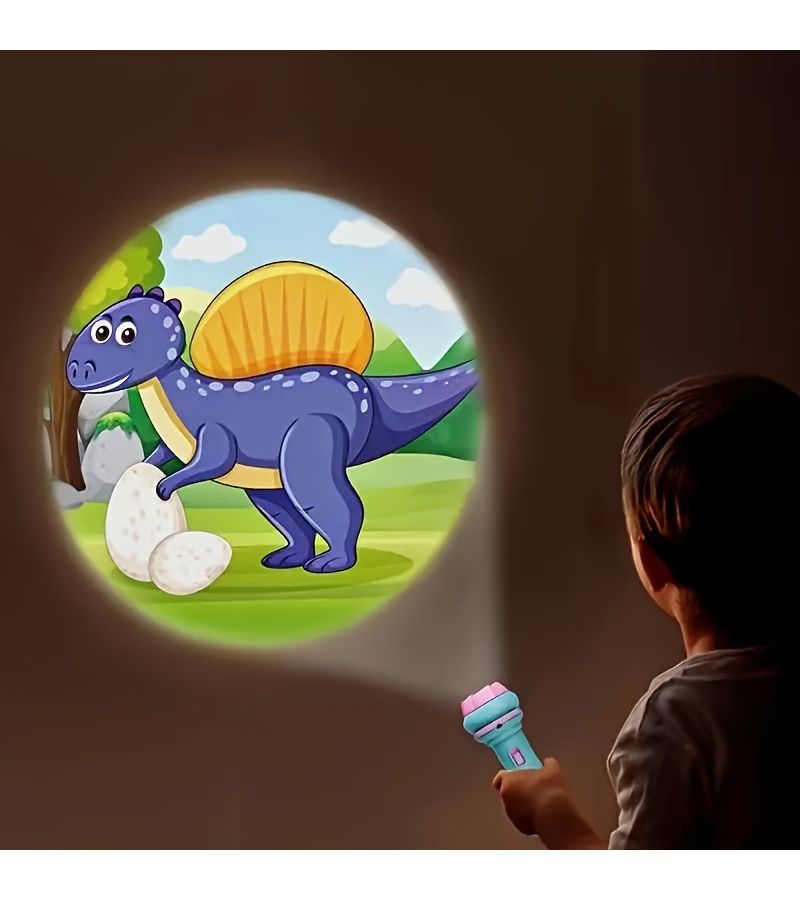 Green Educational Flashlight With 7 Pattern Projectors For Bedtime Cognitive Fun Dinosaur Ocean Animal Numbers Fruit Alphabet - Image 3