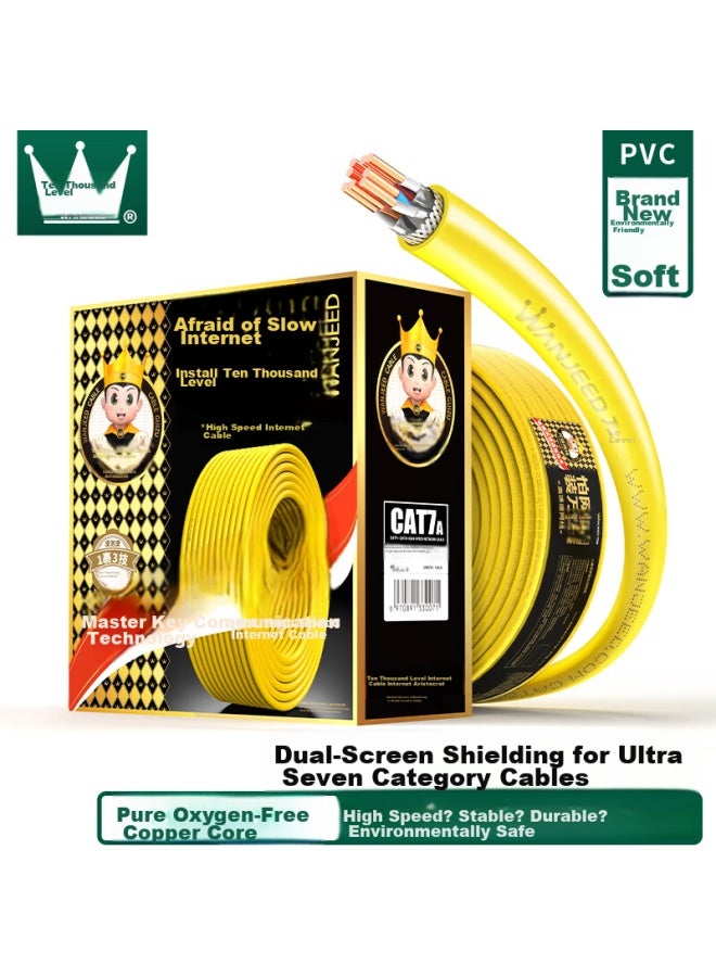 Ofnpftth 10,000-level Cat7a Double-shielded Network Cable Cat7a 10gbps 25g Network Engineering Home Renovation Gaming Monitoring Box Cable 50 Meters - Image 1