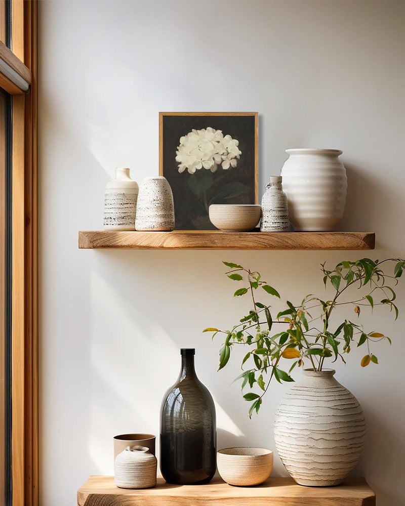 KBKBART Framed Wall Art Vintage Wall Art Room Decor  White Hydrangea Still Life Flower Canvas Oil Painting Prints for Wall Decor  Classical Floral Wall Decor  Bedroom Bathroom Wall Pictures Artwork(8x10"") - Image 4