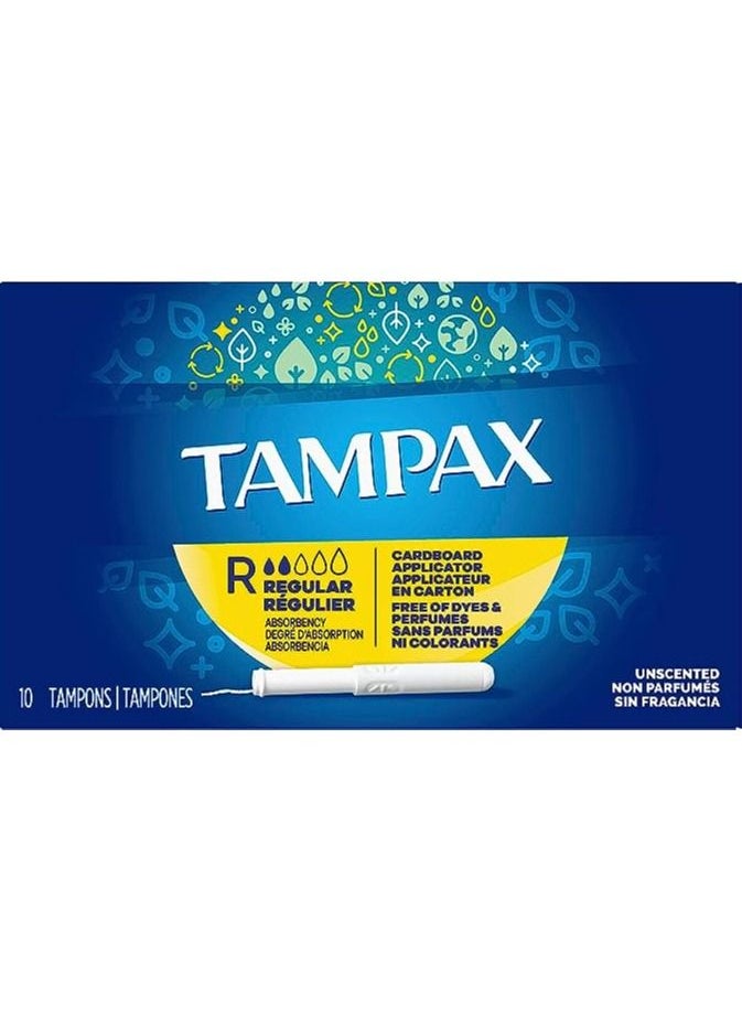 Cardboard Regular 10 Tampons With Cardboard Applicator Super Absorbent