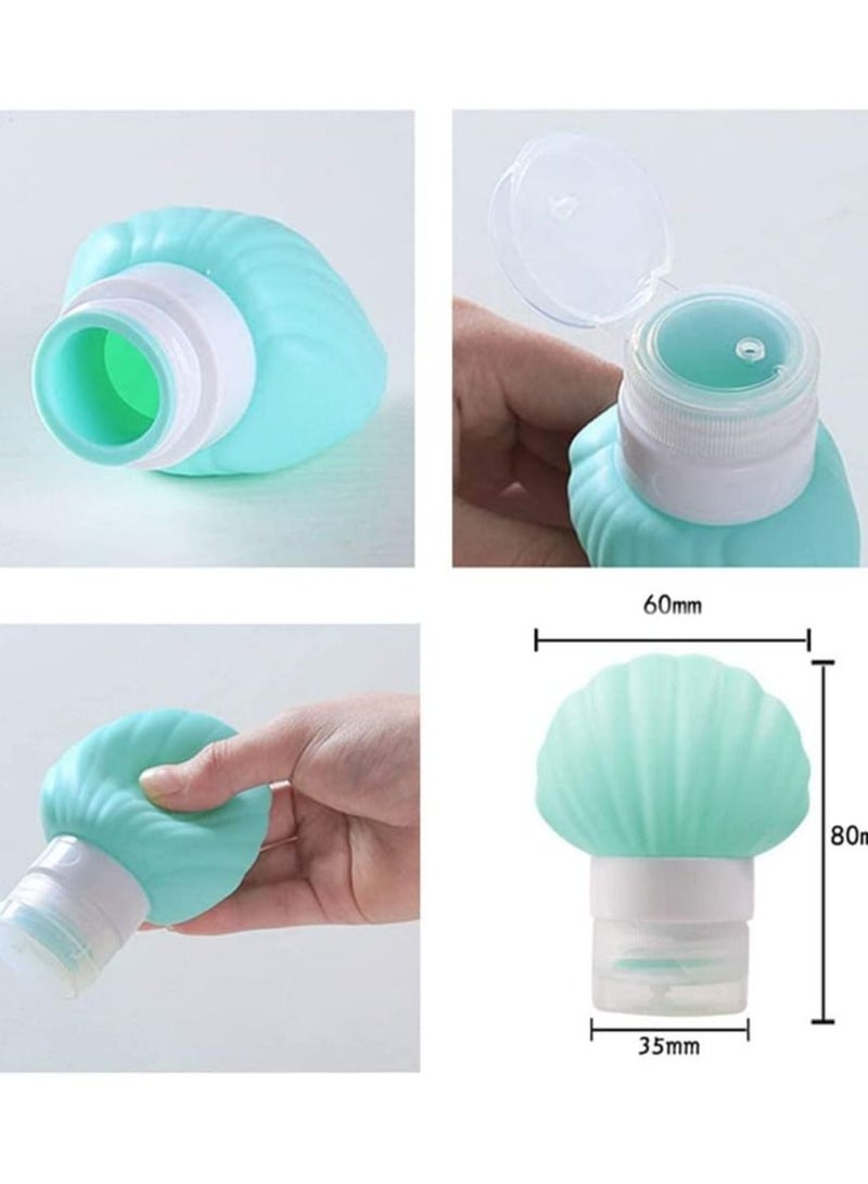 SYOSI Silicone Travel Bottles Set 5 Pieces Cosmetic Bottles Lotion Conditioner Travel Bottles Portable Cute Tube Container Shell Shape 40ml for Shampoo Shower Gel Solar Oil Cream for Personal Travel - Image 5
