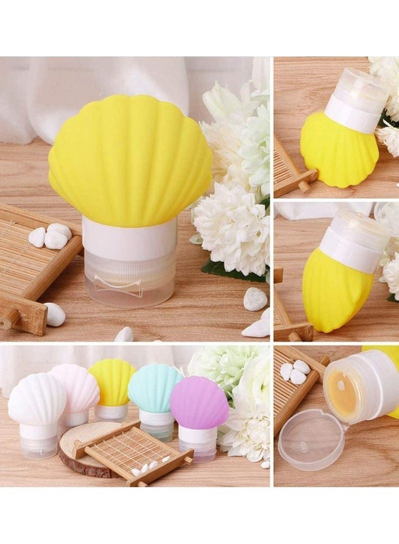 SYOSI Silicone Travel Bottles Set 5 Pieces Cosmetic Bottles Lotion Conditioner Travel Bottles Portable Cute Tube Container Shell Shape 40ml for Shampoo Shower Gel Solar Oil Cream for Personal Travel - Image 2