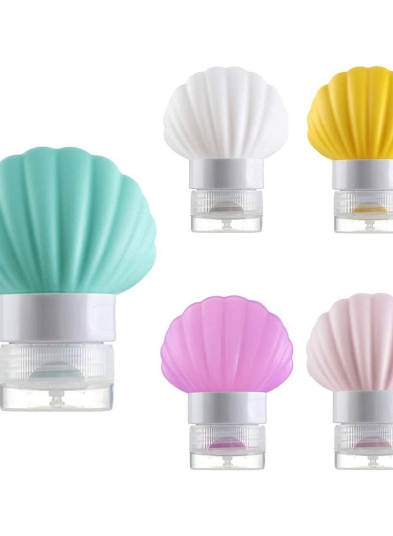 SYOSI Silicone Travel Bottles Set 5 Pieces Cosmetic Bottles Lotion Conditioner Travel Bottles Portable Cute Tube Container Shell Shape 40ml for Shampoo Shower Gel Solar Oil Cream for Personal Travel - Image 1