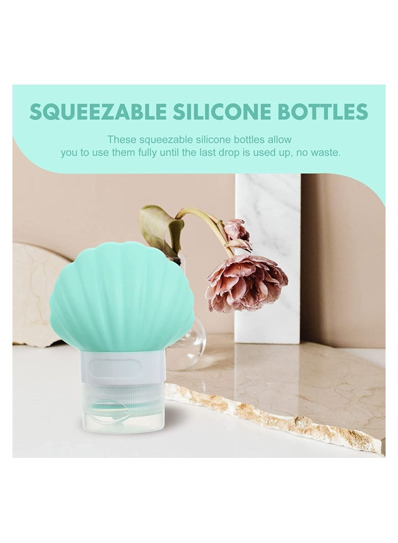 SYOSI Silicone Travel Bottles Set 5 Pieces Cosmetic Bottles Lotion Conditioner Travel Bottles Portable Cute Tube Container Shell Shape 40ml for Shampoo Shower Gel Solar Oil Cream for Personal Travel - Image 4