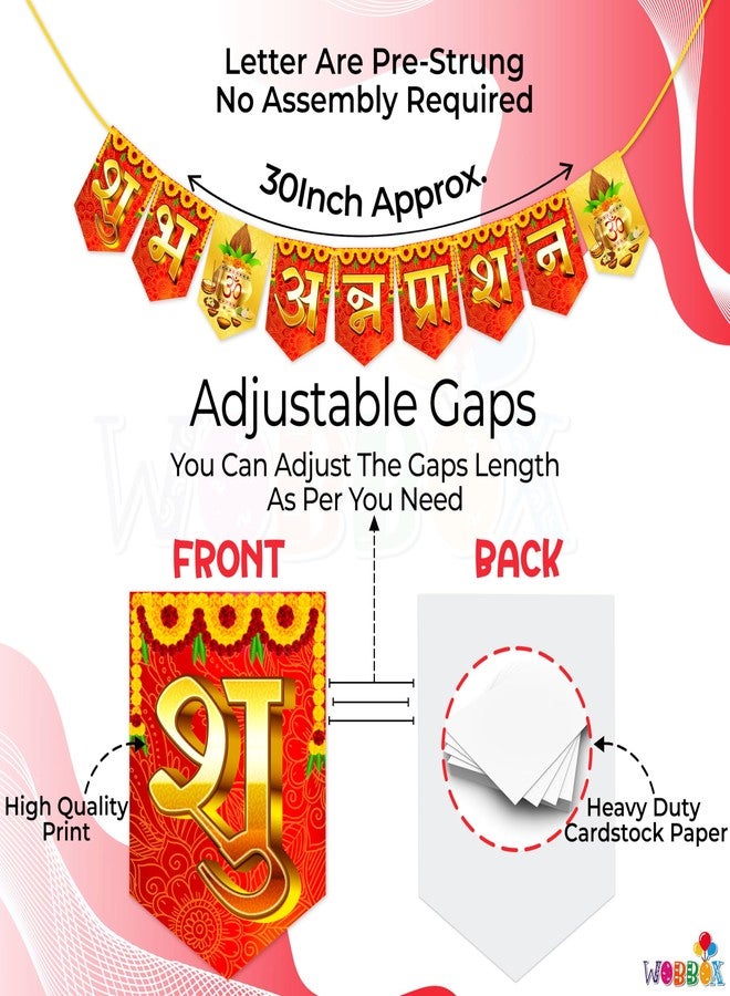 Wobbox Shubh Annaprashan Red & Golden Mandala Font Annaprashan Banner and Decoration - Image 3