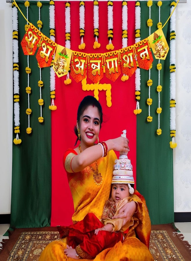 Wobbox Shubh Annaprashan Red & Golden Mandala Font Annaprashan Banner and Decoration - Image 5