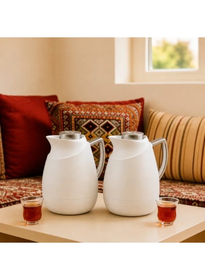 DIVA LADY ✨ Diva Lady 2-piece Thermos Set – 1 liter capacity per thermos – Insulated glass interior – Elegant white design – Perfect for coffee, tea, and hospitality - Image 1