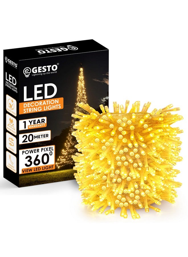 Gesto Warm White Led Serial Lights for Decoration - String Lights for Home Decoration,Fairy Lights | Christmas, Diwali Decoration Lights for Balcony | Copper Wire Pixel Light (20 Meter | Pack of 1) - Image 1
