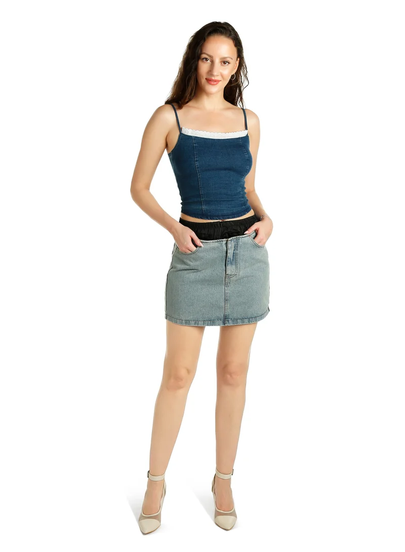 London Rag Elasticated Waistband Layered Mini Skirt