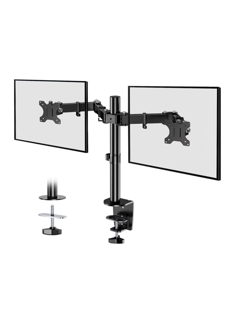 Dual Monitor Arm - Height Adjustable Dual Monitor Arm for 13-27" Computer Screens UP to 8KGs, Ergonomic Heavy Duty Dual VESA Monitor Mount 75mm/100mm, Designed for Home, Office  - Image 1