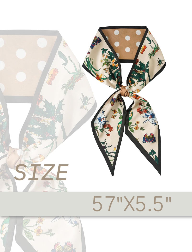 CHUNG Head Scarf Printed Hair Neck Scarves For Women Purse HandBag Silky Satin Long Thin Fashion Neck Tie 57 * 5.5",Flower-76 - Image 5