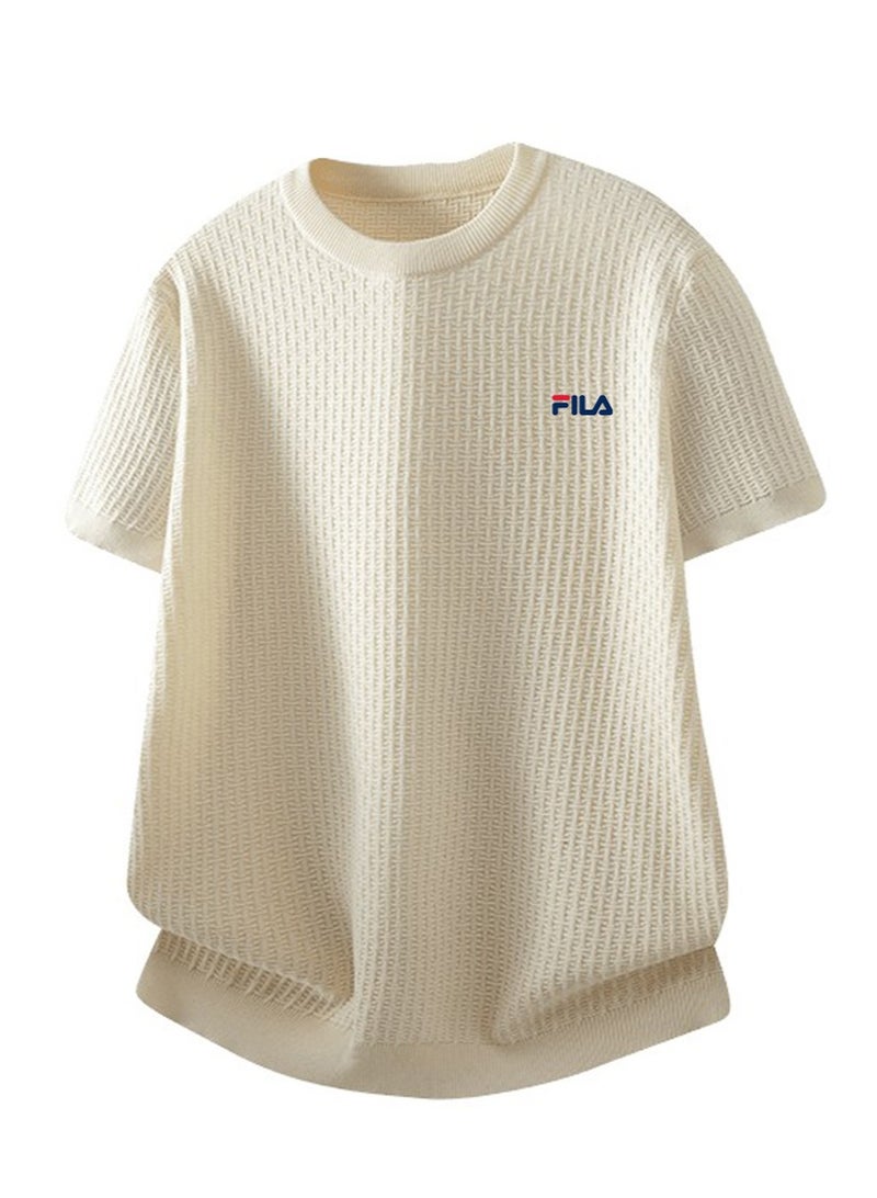 فيلا FILA men's and women's waffle knitted short-sleeved t-shirts - Image 3
