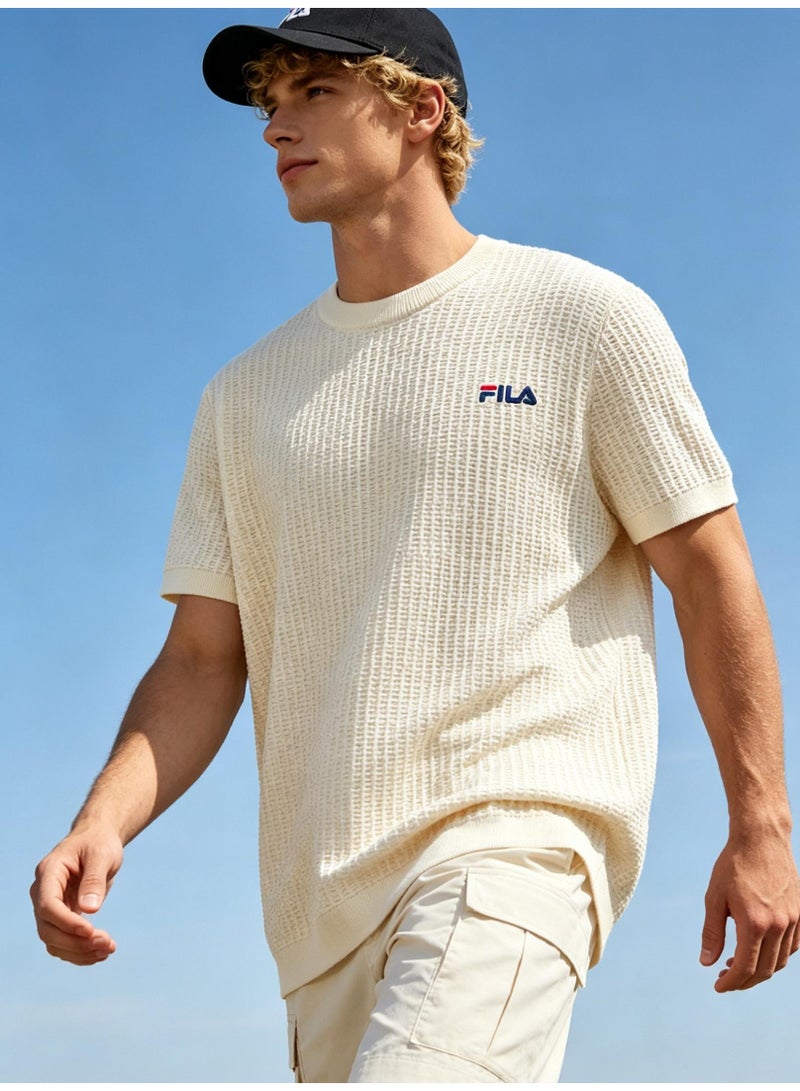 فيلا FILA men's and women's waffle knitted short-sleeved t-shirts - Image 5