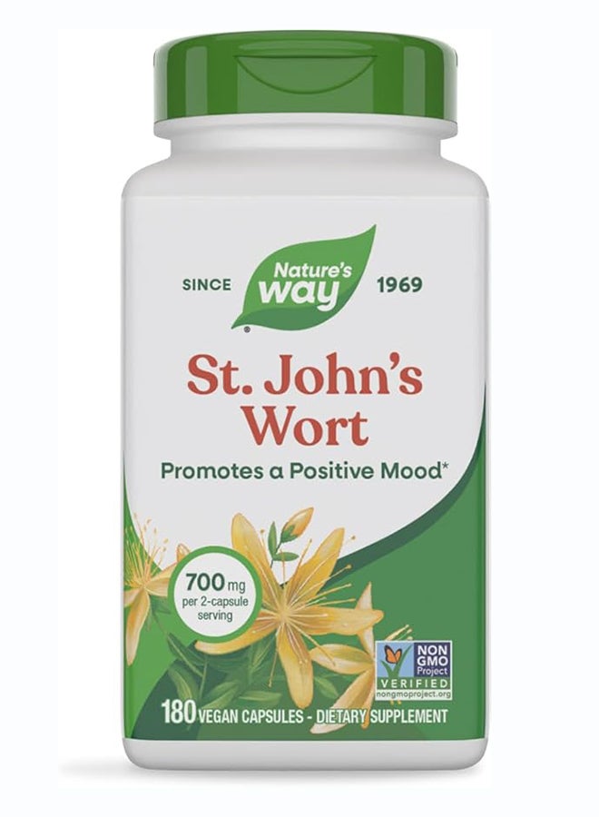Nature's Way St. Johnâ€™s Wort Herb Vegetarian 700mg- 180 Capsules Packaging May Vary - Image 1