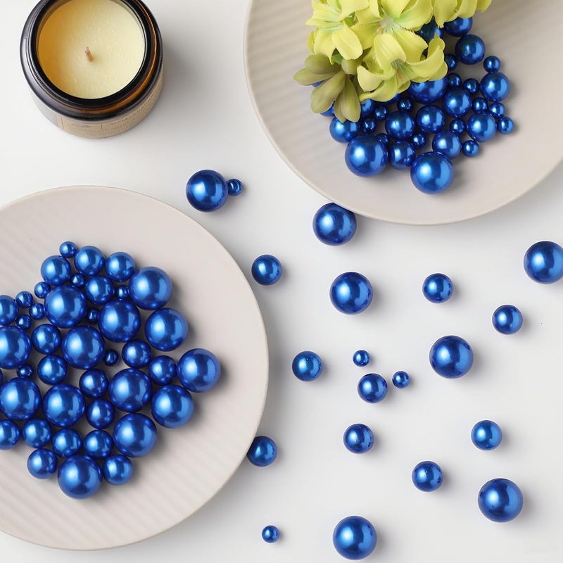 UDU 200 Pcs Vase Filler Pearl Beads No Hole Faux Polish Pearls for Centerpieces Vases Beads for vases Home Birthday Wedding Party Table Decor (Blue) - Image 1