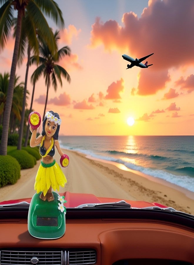 Sluswallow Solar Powered Hula Girl Dancing Figures Decoration Swinging Hawaiian Girl Doll Car Dashboard Ornaments for Car Interior Home Party Decor Learning Education - Image 3
