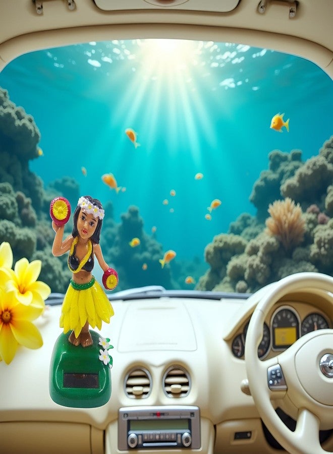 Sluswallow Solar Powered Hula Girl Dancing Figures Decoration Swinging Hawaiian Girl Doll Car Dashboard Ornaments for Car Interior Home Party Decor Learning Education - Image 4