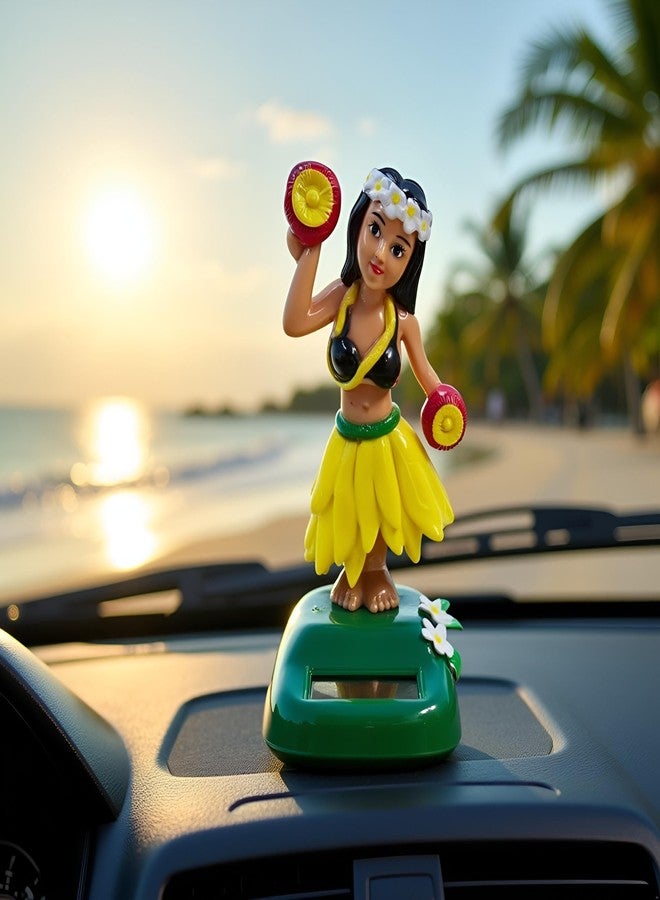 Sluswallow Solar Powered Hula Girl Dancing Figures Decoration Swinging Hawaiian Girl Doll Car Dashboard Ornaments for Car Interior Home Party Decor Learning Education - Image 2