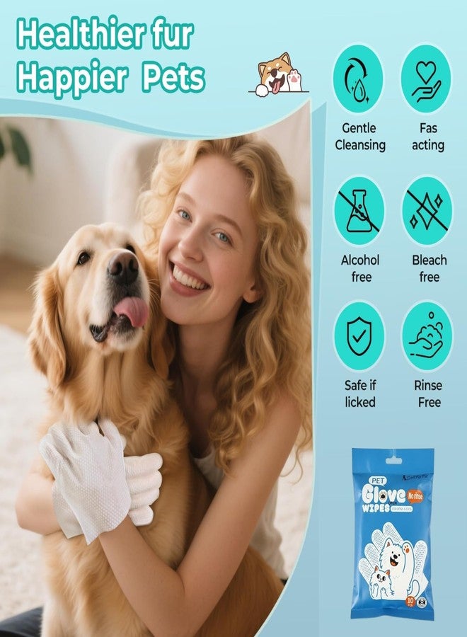KittuPet مناديل كيتو بيت لتنظيف الكلاب والقطط (10 قفازات) | قفازات تنظيف للحيوانات الأليفة لا تحتاج إلى شطف، لتنظيف سريع وإزالة الأوساخ والروائح | خلاصة الصبار وزيت جوز الهند وفيتامين هـ - Image 5