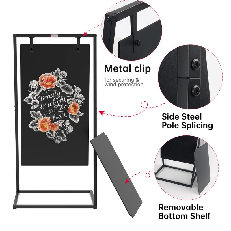 TOWON Z-Shaped Chalkboard Sign, 21''Wx43.5''H Weatherproof Chalkboard Double-Sided, Indoor/Outdoor Swinging Board, Heavy-Duty Sandwich Board with Metal Clip for CafÃ©, Sidewalk, Florist, Wedding Events - Image 4